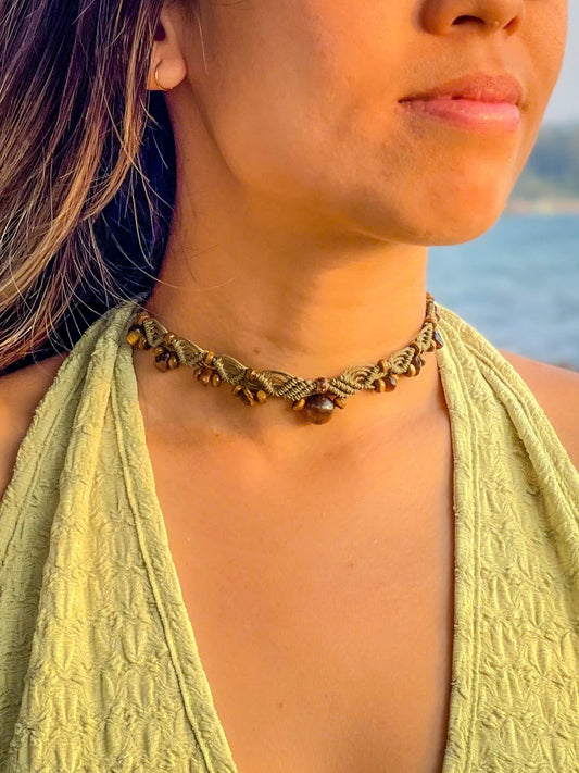 TIGER'S EYE WAVE CHOKER green